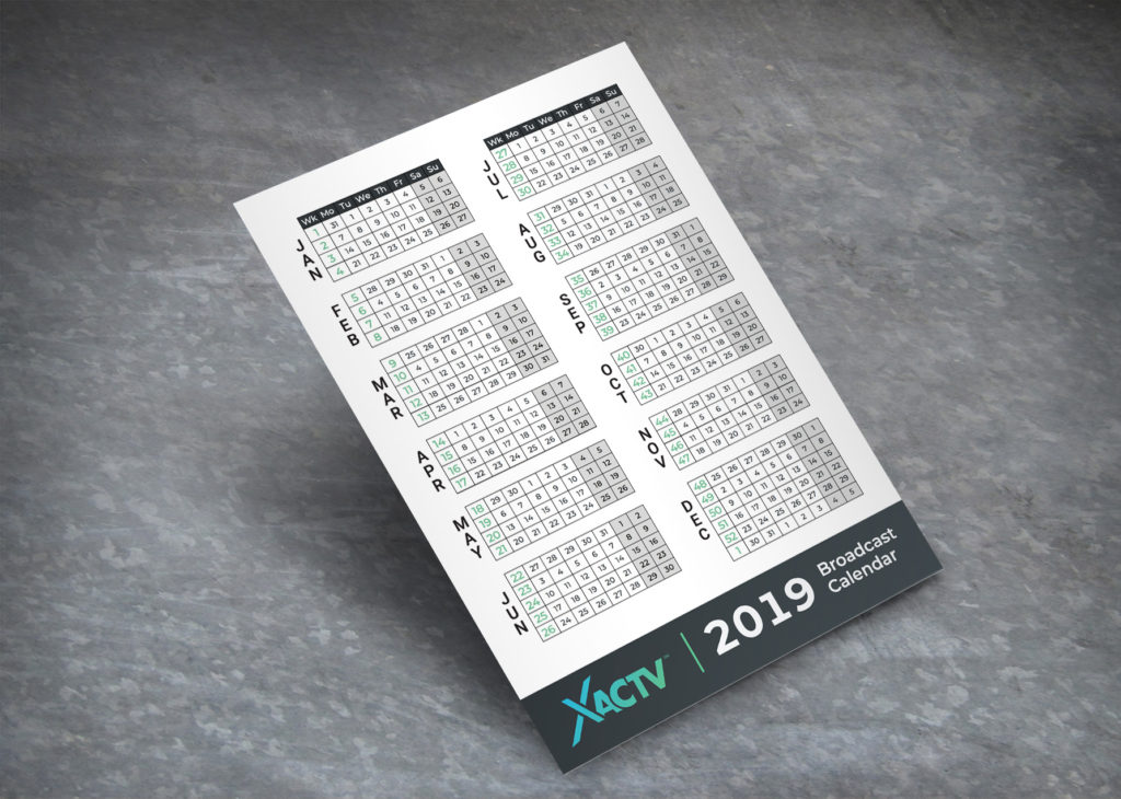 2019 XACTV Broadcast Calendar PDF