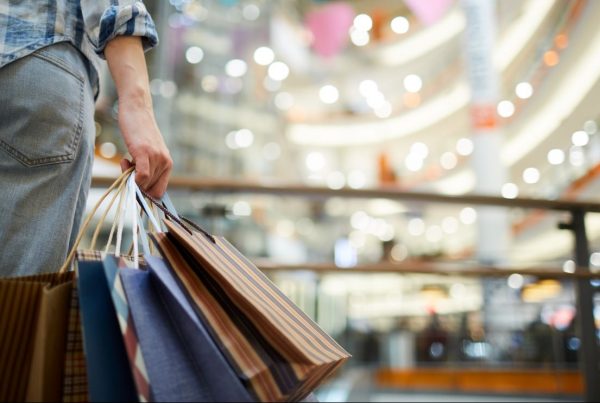 Woman holding shopping bags in the mall