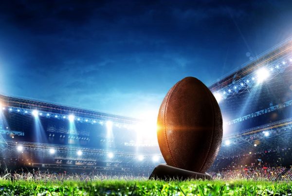 Football on stadium field